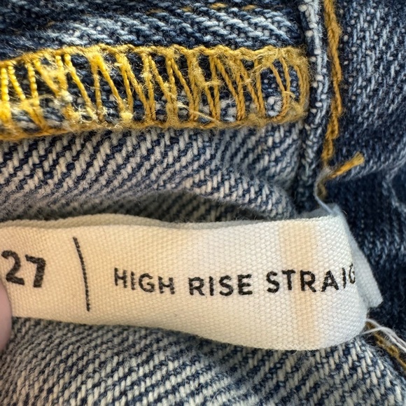 PacSun High Rise Straight Leg Denim Jeans Button Fly Distressed womens size 27 - Picture 3 of 15